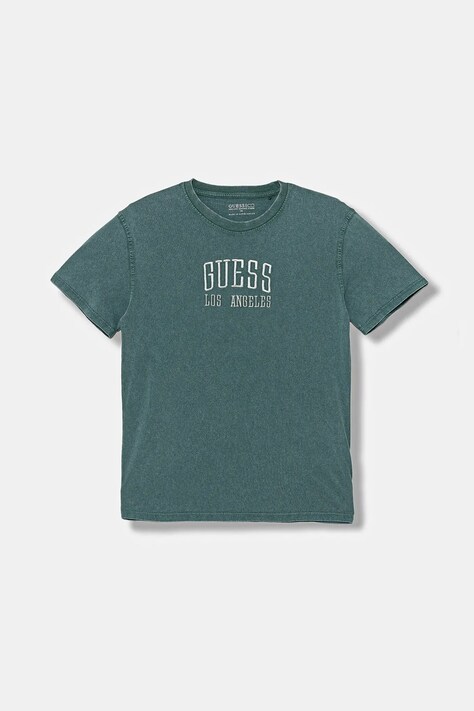 Guess t-shirt bawełniany dziecięcy kolor zielony z aplikacją L5YI31 I3Z14