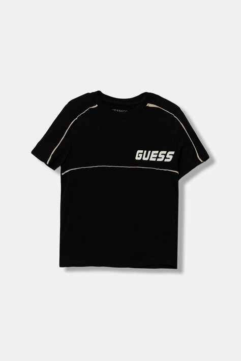 Guess t-shirt bawełniany dziecięcy kolor czarny z aplikacją L5YI33 I3Z14