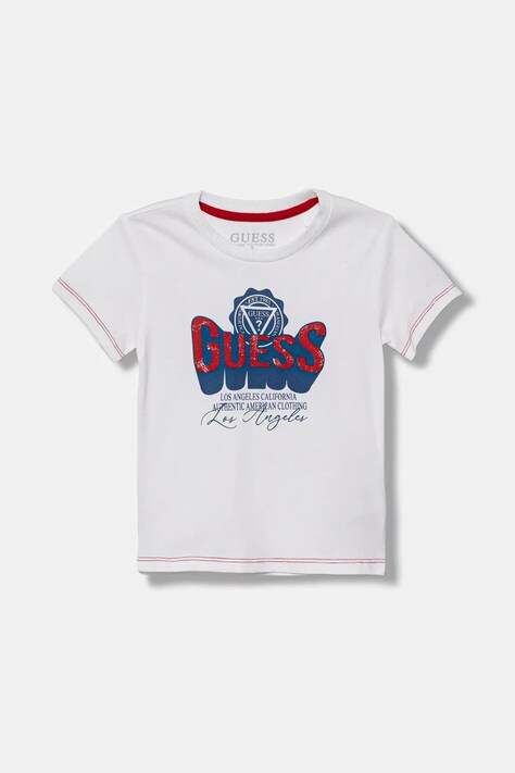 Guess t-shirt bawełniany dziecięcy kolor biały z nadrukiem N5YI12 K8HM0
