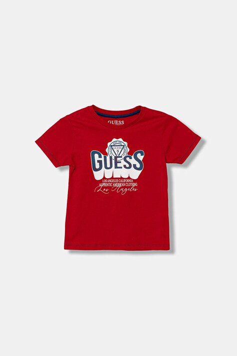 Otroška bombažna kratka majica Guess rdeča barva, N5YI12 K8HM0