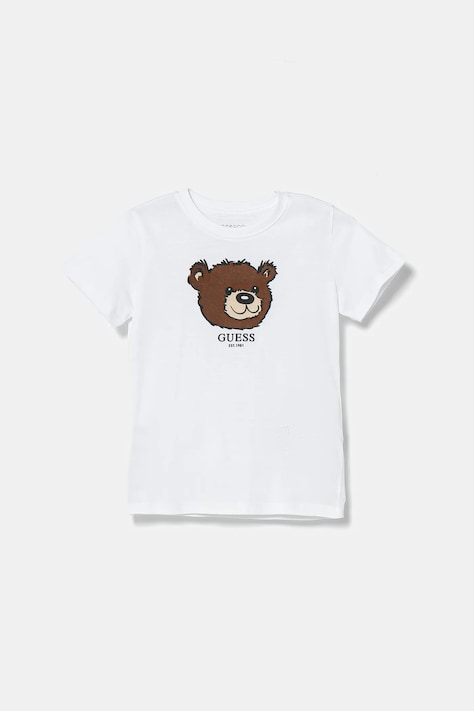 Dětské bavlněné tričko Guess bílá barva, s potiskem, N5YI16 K8HM4