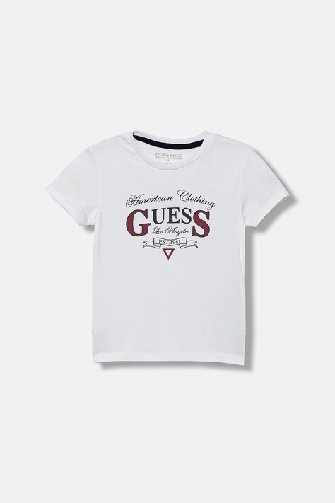 Guess t-shirt bawełniany dziecięcy kolor biały z nadrukiem N5YI20 K8HM4