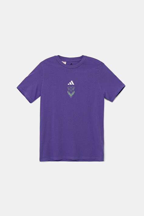 adidas Performance t-shirt bawełniany dziecięcy kolor fioletowy z nadrukiem JM8941
