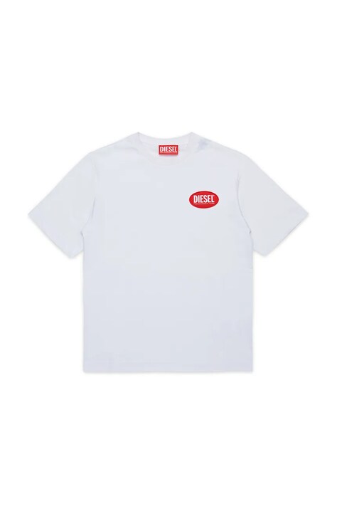 Παιδικό βαμβακερό μπλουζάκι Diesel TPATCH OVER T-SHIRT χρώμα: άσπρο, J02469