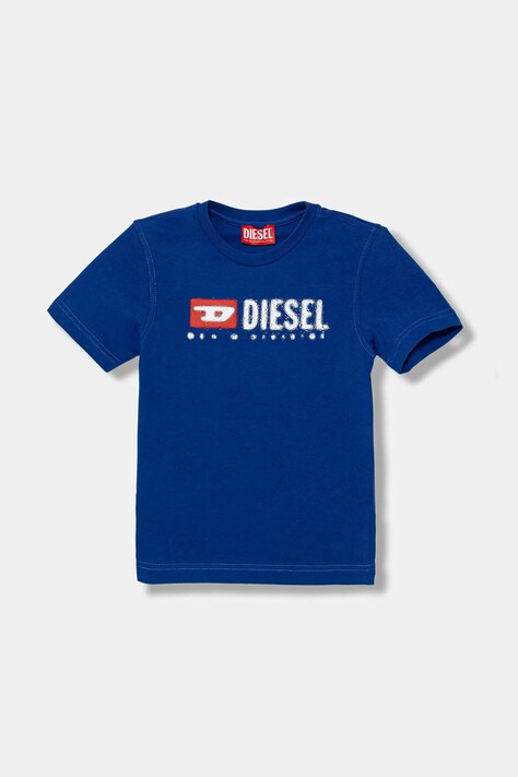 Diesel t-shirt bawełniany dziecięcy TADJUSTK14 T-SHIRT kolor niebieski z nadrukiem J02475