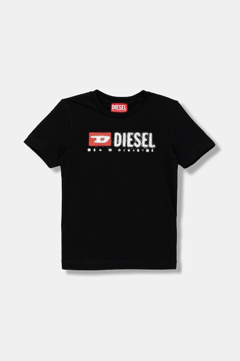Dětské bavlněné tričko Diesel TADJUSTK14 T-SHIRT černá barva, s potiskem, J02475