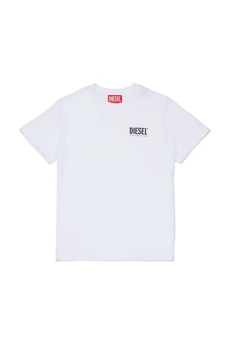 Diesel t-shirt bawełniany dziecięcy UTILLO UW T-SHIRT kolor biały gładki J02504