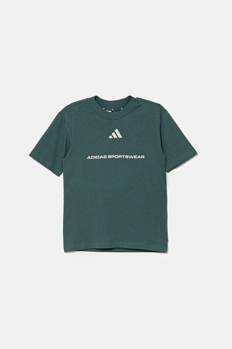 adidas t-shirt bawełniany dziecięcy kolor zielony wzorzysty KC5383