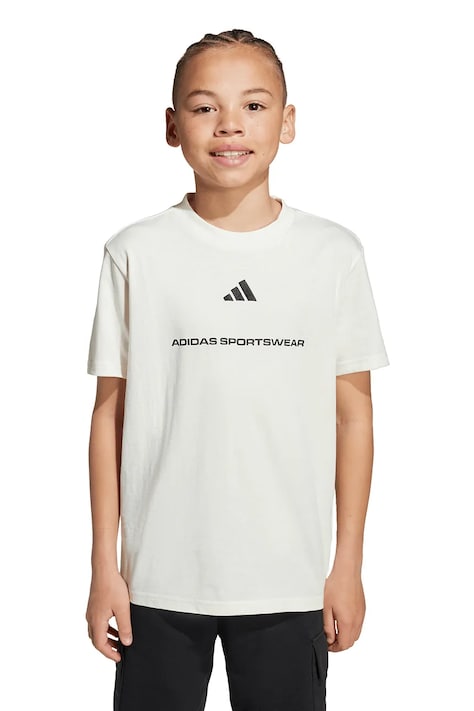 Detské bavlnené tričko adidas biela farba, vzorovaná, KC5385