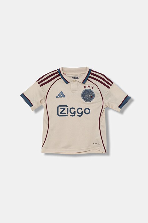adidas Performance tricou polo copii AJAX culoarea bej, cu imprimeu, JI9572