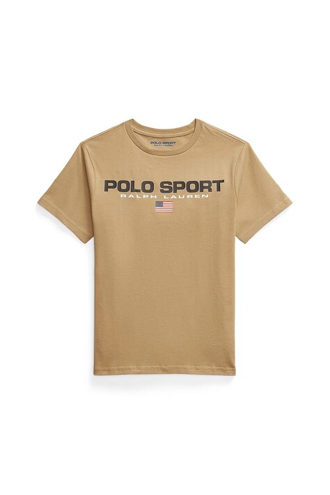 Dětské bavlněné tričko Polo Ralph Lauren zelená barva, s potiskem, 323837629007