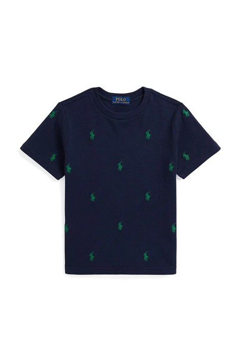 Otroška bombažna kratka majica Polo Ralph Lauren mornarsko modra barva, 322844626012
