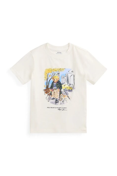 Polo Ralph Lauren t-shirt bawełniany dziecięcy kolor beżowy z nadrukiem 322979493001