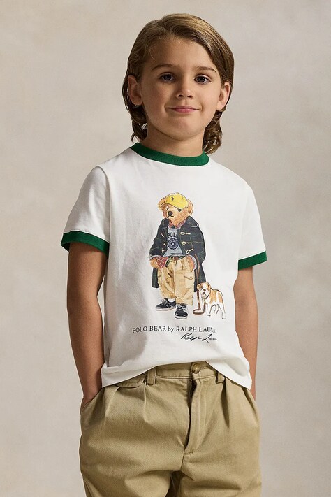 Παιδικό βαμβακερό μπλουζάκι Polo Ralph Lauren χρώμα: μπεζ, 322979494001