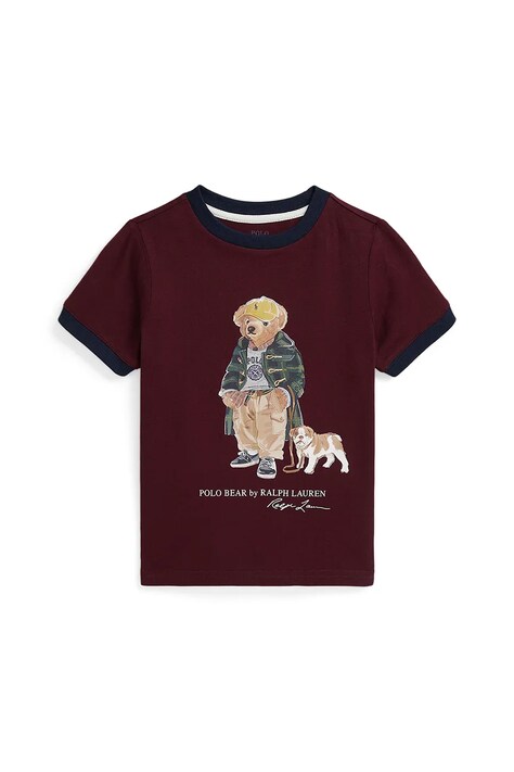 Παιδικό βαμβακερό μπλουζάκι Polo Ralph Lauren χρώμα: μπορντό, 322979494002