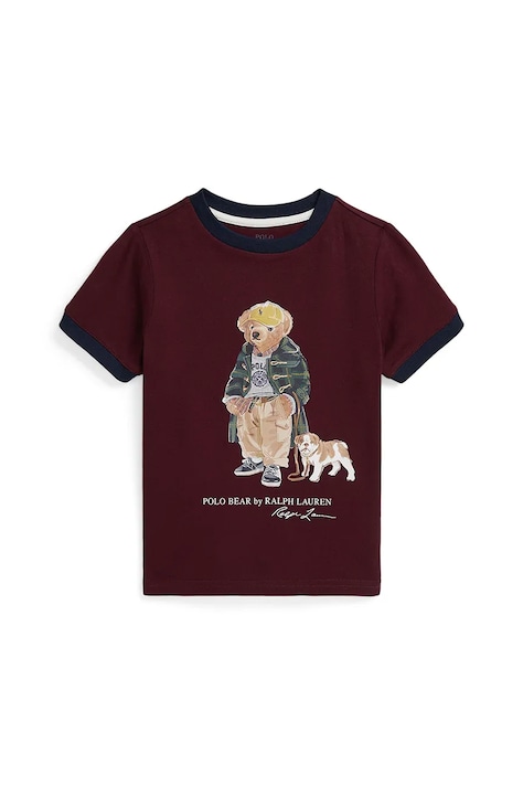 Polo Ralph Lauren gyerek pamut póló bordó, nyomott mintás, 322979494002