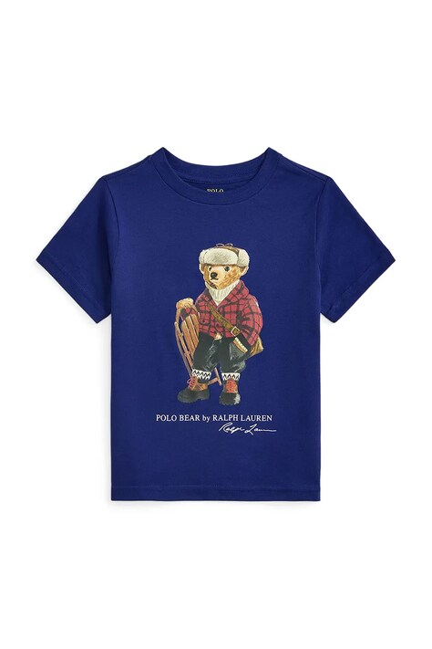 Παιδικό βαμβακερό μπλουζάκι Polo Ralph Lauren χρώμα: μοβ, 322981260001