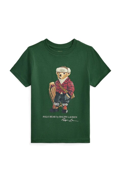 Παιδικό βαμβακερό μπλουζάκι Polo Ralph Lauren χρώμα: πράσινο, 322981260002