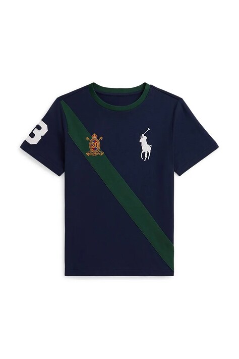 Παιδικό βαμβακερό μπλουζάκι Polo Ralph Lauren χρώμα: ναυτικό μπλε, 323P00671002
