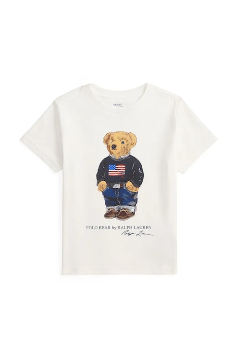 Detské bavlnené tričko Polo Ralph Lauren biela farba, s potlačou, 322P00508001