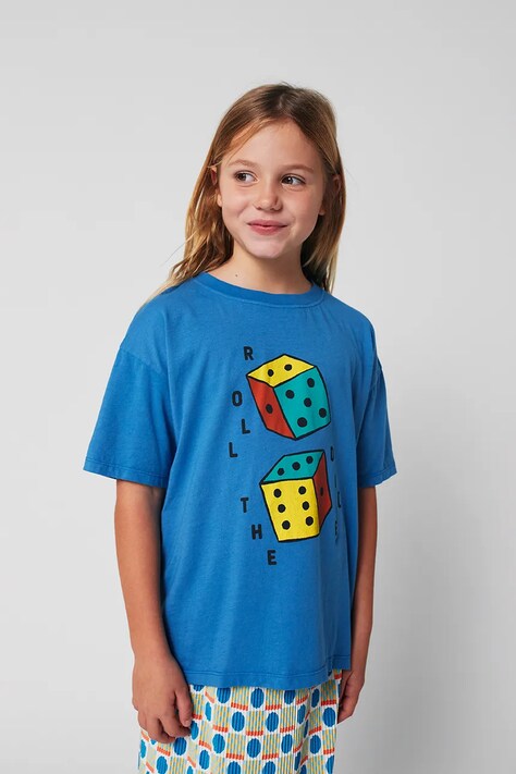 Detské bavlnené tričko Bobo Choses Roll The Dice modrá farba, s potlačou, 225AC003