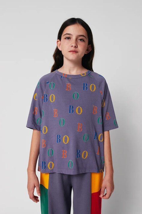 Bobo Choses t-shirt bawełniany dziecięcy kolor szary wzorzysty 225AC134