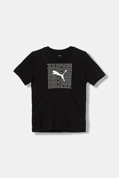 Puma t-shirt bawełniany dziecięcy GRAPHIC Box Tee B kolor czarny z nadrukiem 689937