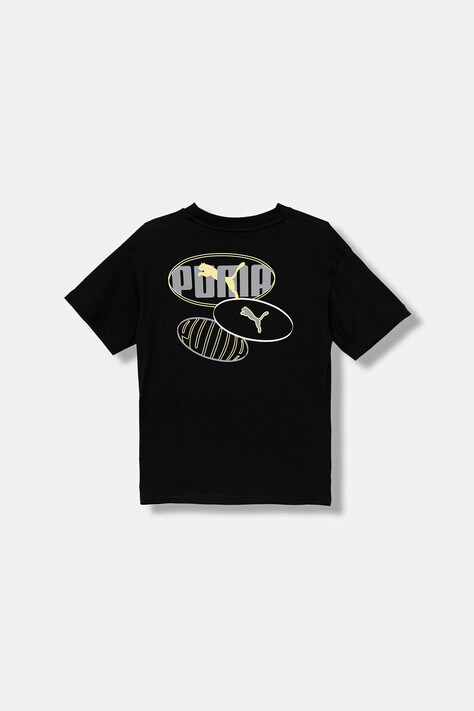 Παιδικό βαμβακερό μπλουζάκι Puma ESS LOGO LAB Relaxed Execution Tee B χρώμα: μαύρο, 688984