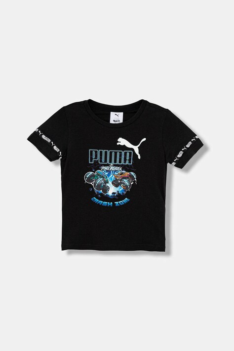 Детская хлопковая футболка Puma PUMA X HOT WHEELS Graphic Tee цвет чёрный с принтом 632395