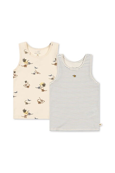 Konges Sløjd top dziecięcy BASIC 2 PACK TANKTOP GOTS 2-pack kolor beżowy wzorzysty KS103697