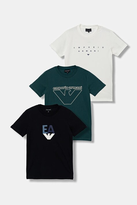 Emporio Armani t-shirt bawełniany dziecięcy 3-pack kolor granatowy z nadrukiem EB000832 AF14503
