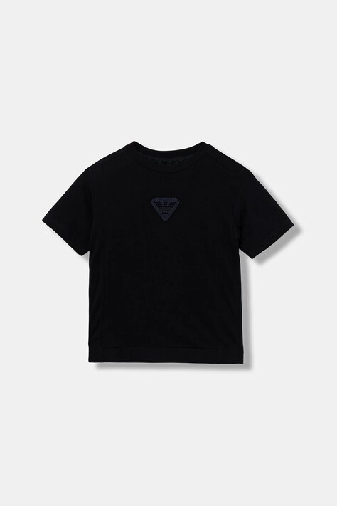 Emporio Armani t-shirt in cotone per bambini colore blu navy con applicazione EB000813 AF13715