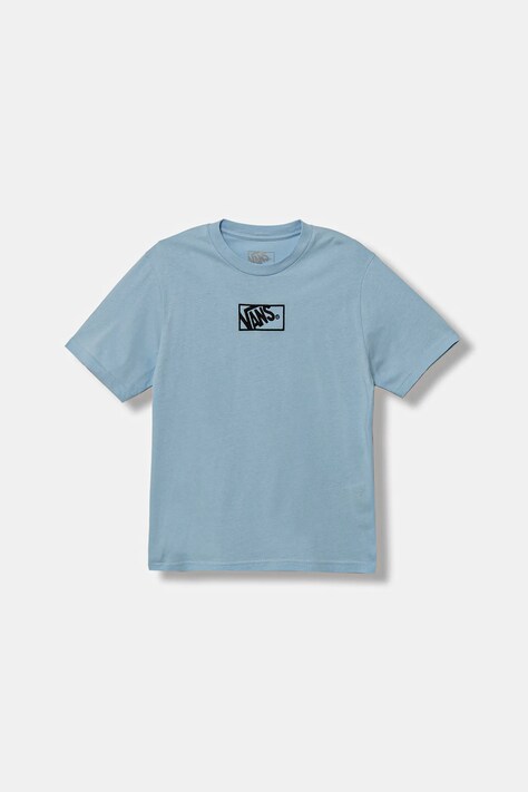 Vans t-shirt bawełniany dziecięcy BY BLOCKED BOX SS TEE kolor niebieski z aplikacją VN000RBCEML1