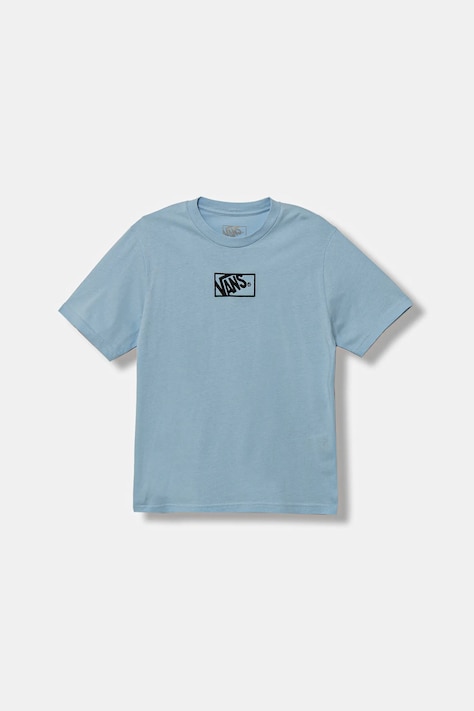 Vans t-shirt bawełniany dziecięcy BY BLOCKED BOX SS TEE kolor niebieski z aplikacją VN000RBCEML1