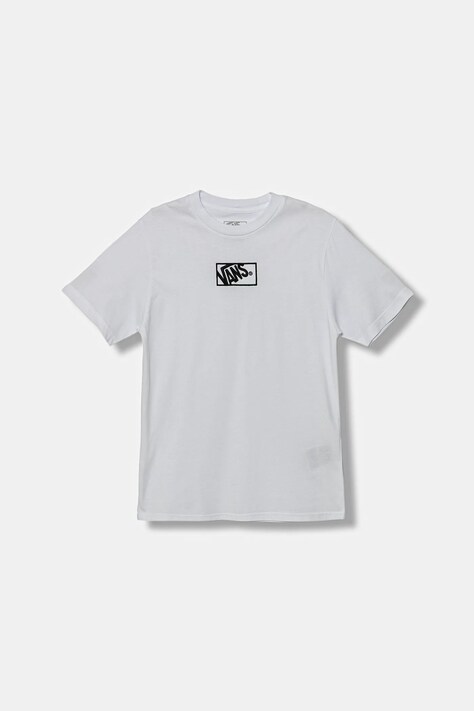 Vans t-shirt bawełniany dziecięcy BY BLOCKED BOX SS TEE kolor biały gładki VN000RBCWHT1