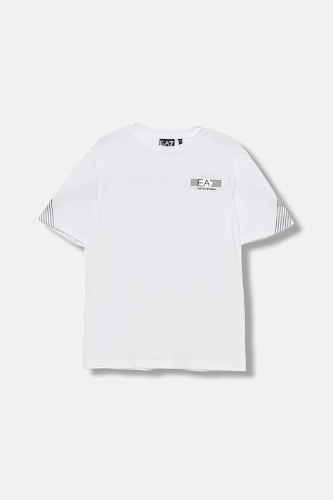 EA7 Emporio Armani t-shirt in cotone per bambini colore bianco con applicazione 7B000183 AF10375