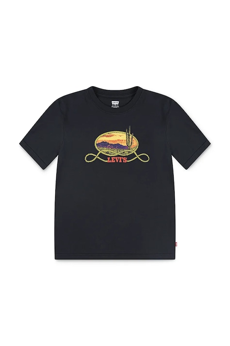 Levi's gyerek pamut póló CACTUS IN THE SUNSET TEE fekete, nyomott mintás, 8EN900