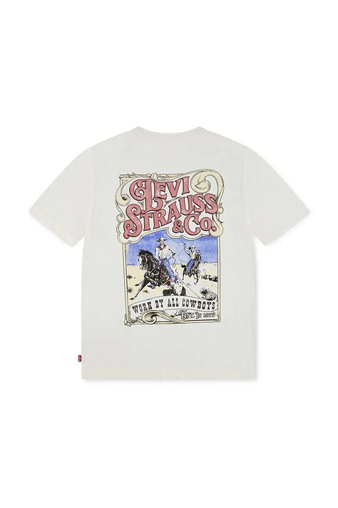 Levi's tricou copii WORN BY COWBOYS TEE culoarea bej, cu imprimeu, 8EN901