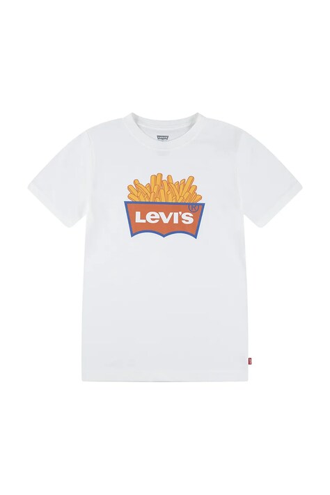 Levi's t-shirt dziecięcy FRENCH FRY TEE kolor biały z nadrukiem 9EN623
