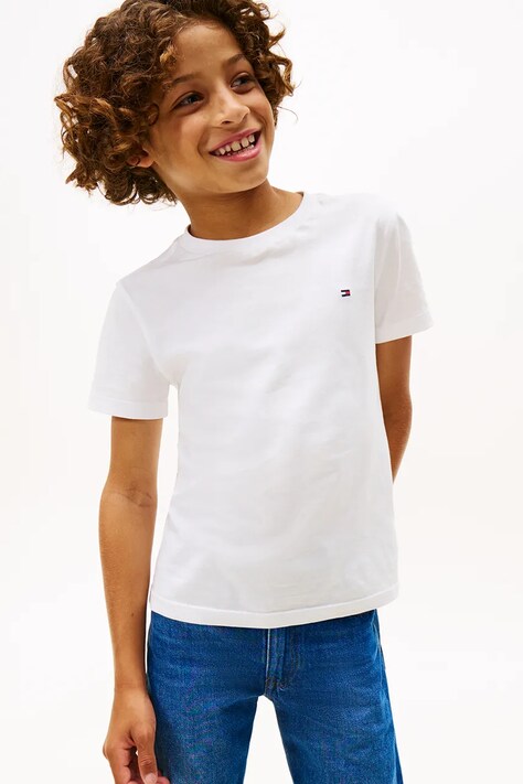 Дитяча бавовняна футболка Tommy Hilfiger колір білий однотонна KB0KB09646