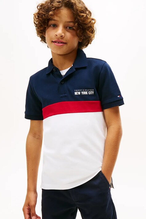 Дитяче поло Tommy Hilfiger колір синій однотонне KB0KB10006