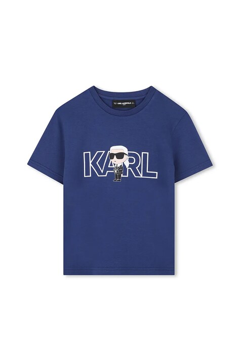 Παιδικό βαμβακερό μπλουζάκι Karl Lagerfeld χρώμα: μπλε, Z30956