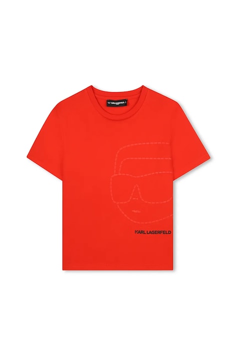 Karl Lagerfeld tricou de bumbac pentru copii culoarea roșu, cu imprimeu, Z30959
