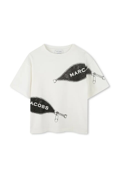 Dětské bavlněné tričko Marc Jacobs béžová barva, s potiskem, W60637