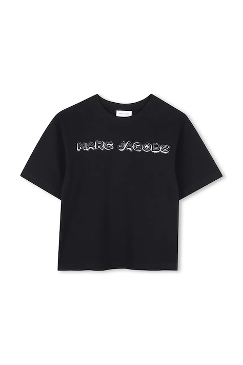 Dětské bavlněné tričko Marc Jacobs černá barva, s potiskem, W60644