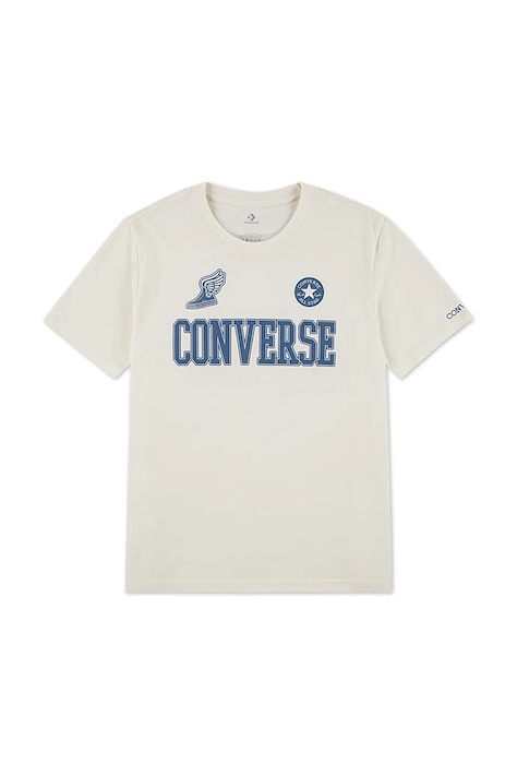 Dječja majica kratkih rukava Converse boja: bež, s tiskom, 9CH470