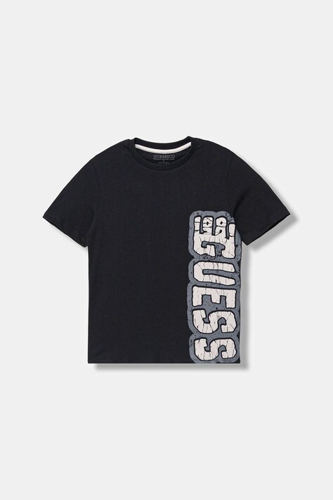 Guess t-shirt bawełniany dziecięcy kolor czarny z nadrukiem L5BI18 I3Z14