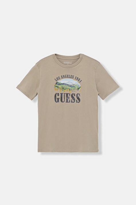Guess t-shirt bawełniany dziecięcy kolor beżowy z nadrukiem L5BI24 I3Z14