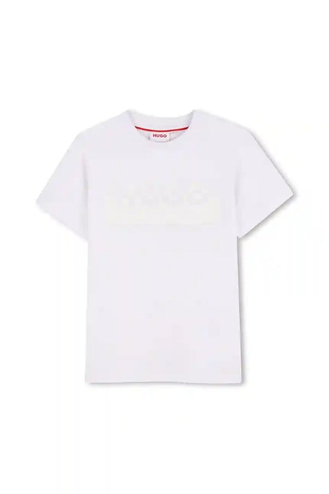 HUGO t-shirt bawełniany dziecięcy kolor biały z nadrukiem G00433