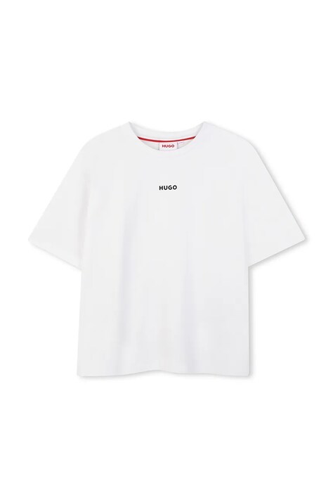 HUGO tricou de bumbac pentru copii culoarea alb, cu imprimeu, G00434